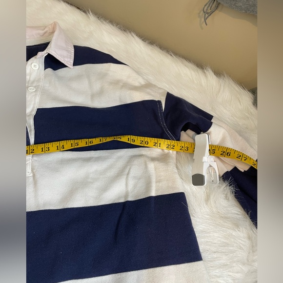 Aerie Oversized Rugby Striped Navy and White Shirt Medium - Picture 9 of 12